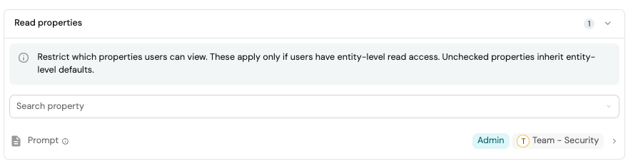 Read properties selection dialog